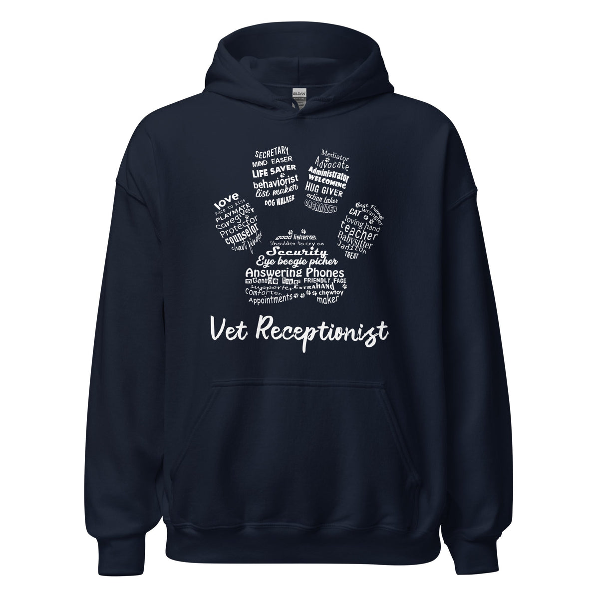 Vet Receptionist Pawprint Unisex Hoodie-Unisex Hoodie | Gildan 18500-I love Veterinary