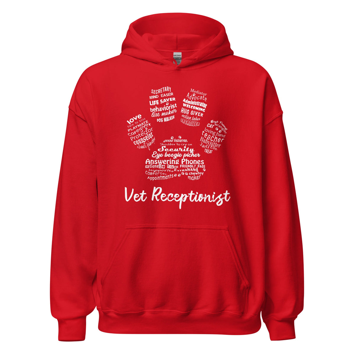 Vet Receptionist Pawprint Unisex Hoodie-Unisex Hoodie | Gildan 18500-I love Veterinary