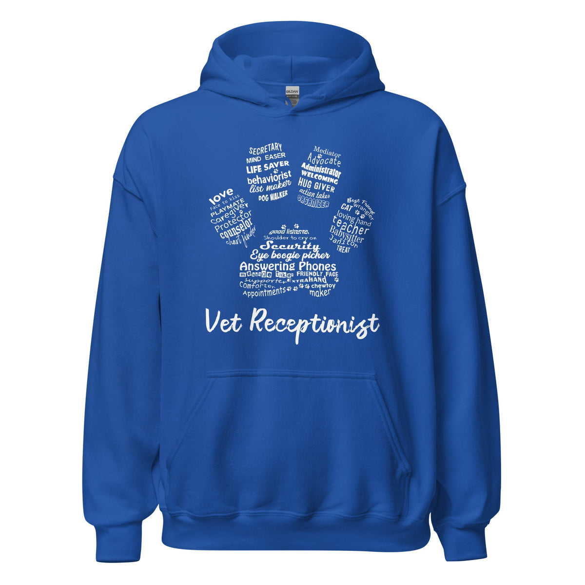 Vet Receptionist Pawprint Unisex Hoodie-Unisex Hoodie | Gildan 18500-I love Veterinary