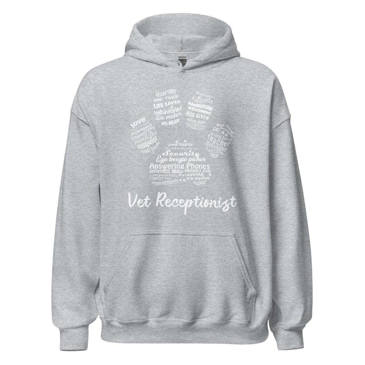 Vet Receptionist Pawprint Unisex Hoodie-Unisex Hoodie | Gildan 18500-I love Veterinary