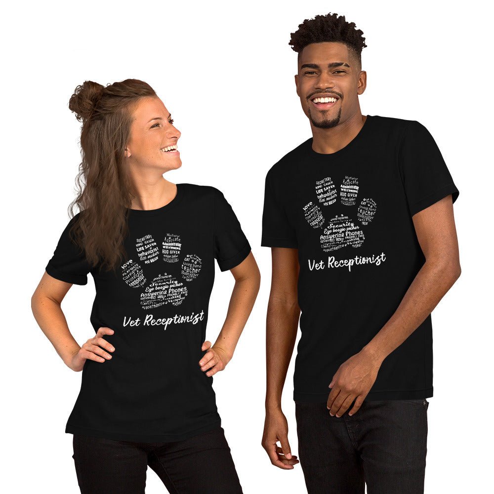 Vet Receptionist Pawprint Unisex T-shirt-Unisex T-Shirt | Gildan 64000-I love Veterinary
