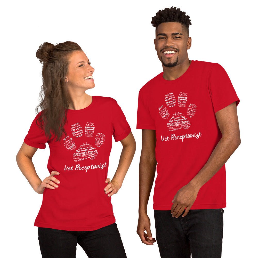Vet Receptionist Pawprint Unisex T-shirt-Unisex T-Shirt | Gildan 64000-I love Veterinary