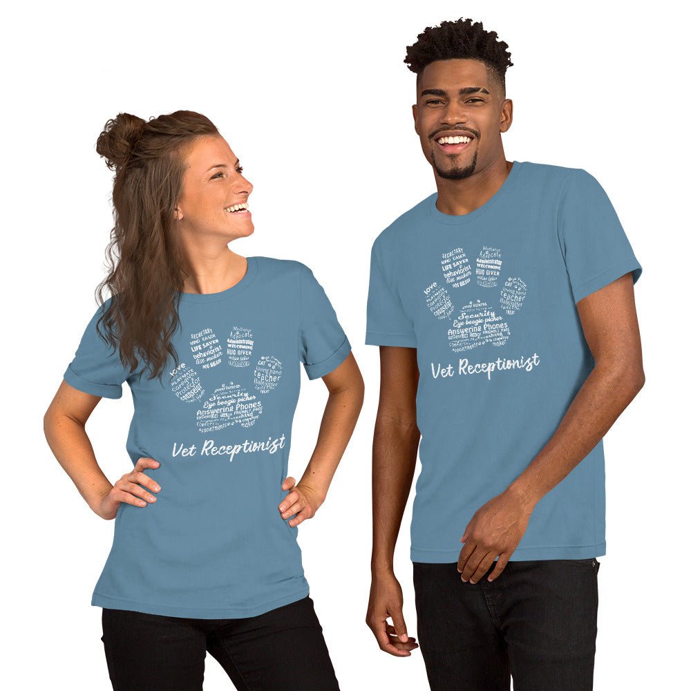 Vet Receptionist Pawprint Unisex T-shirt-Unisex T-Shirt | Gildan 64000-I love Veterinary