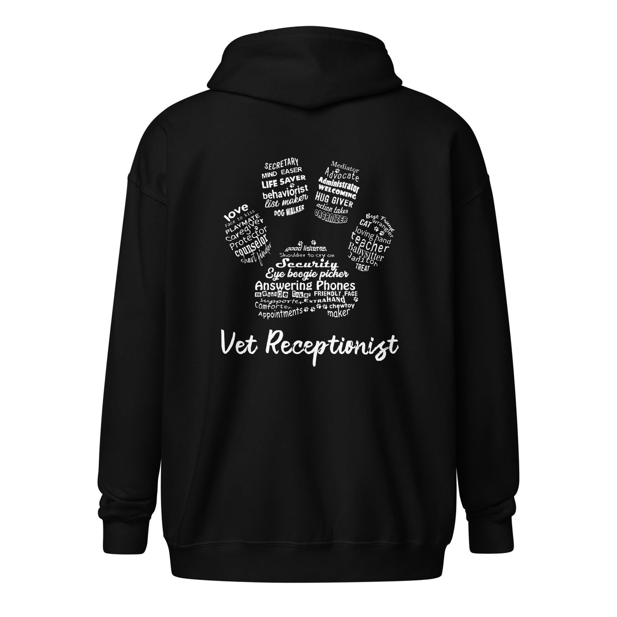 Vet Receptionist Pawprint Unisex Zip Hoodie-Unisex Zip Hoodie | Gildan 18600-I love Veterinary