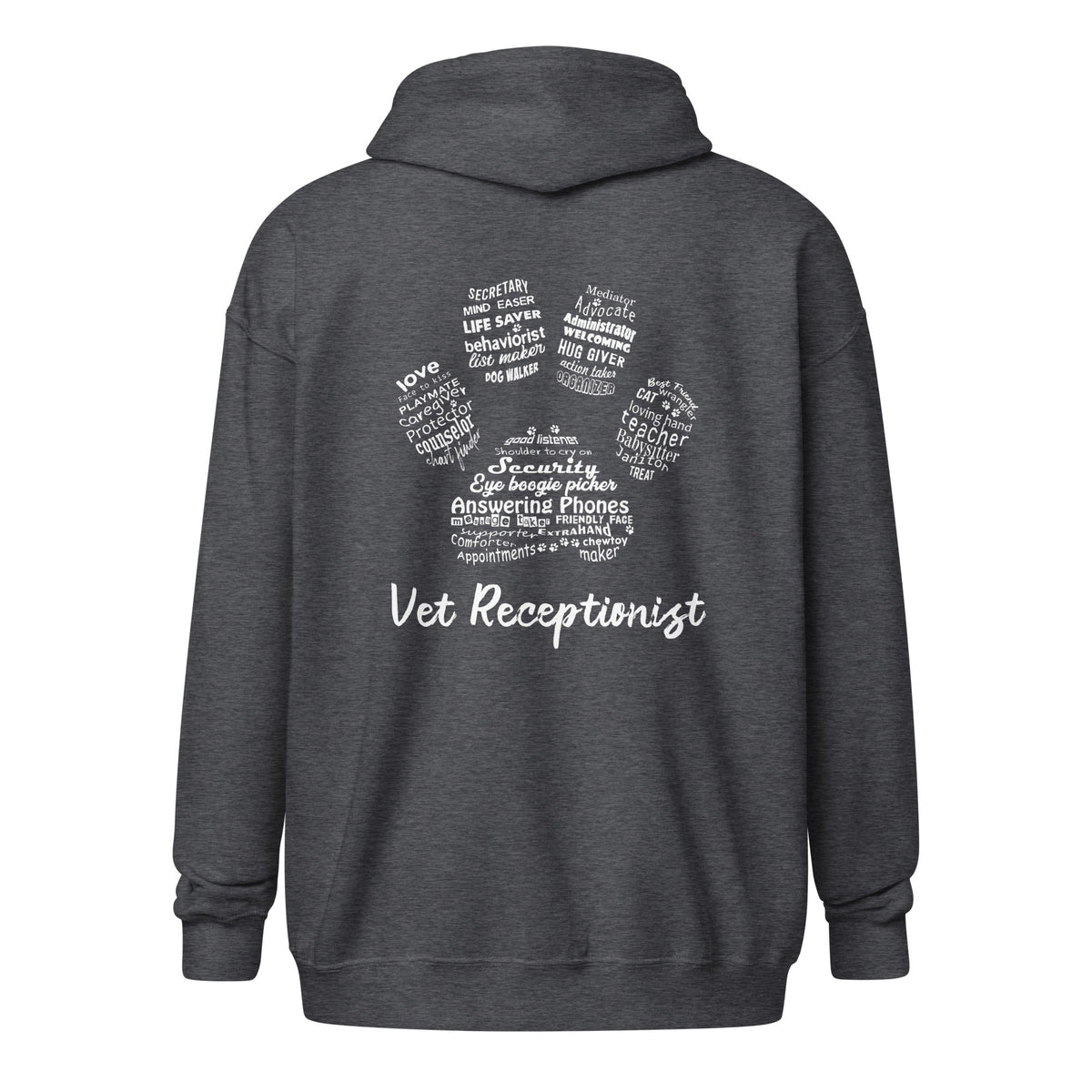 Vet Receptionist Pawprint Unisex Zip Hoodie-Unisex Zip Hoodie | Gildan 18600-I love Veterinary