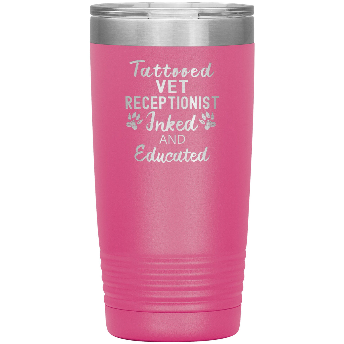 Vet Receptionist- Tattooed, Inked and Educated 20oz Vacuum Tumbler-Tumblers-I love Veterinary