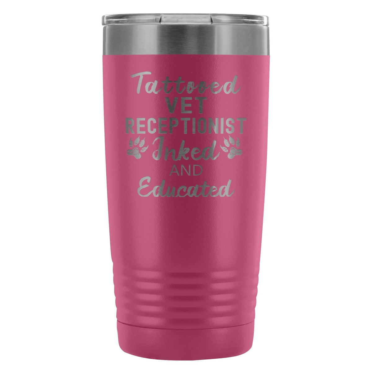 Vet Receptionist- Tattooed, Inked and Educated 20oz Vacuum Tumbler-Tumblers-I love Veterinary