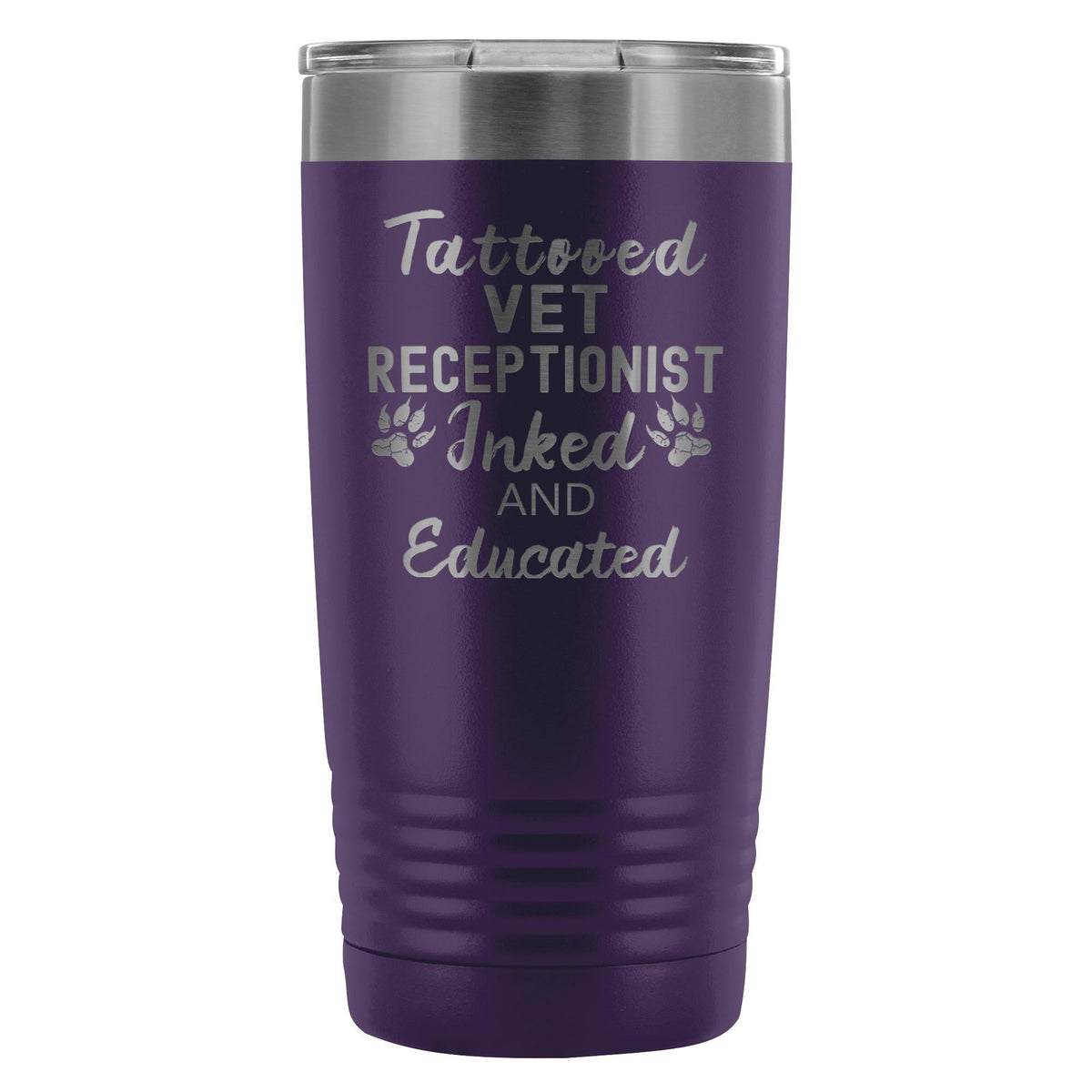 Vet Receptionist- Tattooed, Inked and Educated 20oz Vacuum Tumbler-Tumblers-I love Veterinary