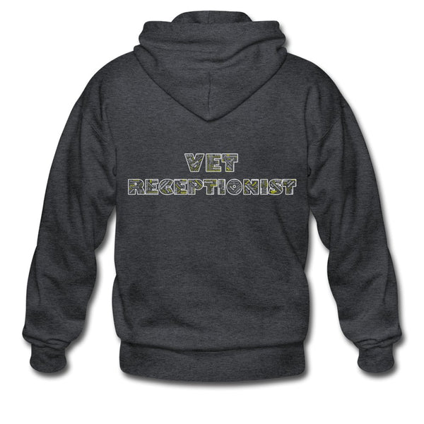Vet Receptionist Typography Unisex Zip Hoodie-Heavy Blend Adult Zip Hoodie | Gildan G18600-I love Veterinary