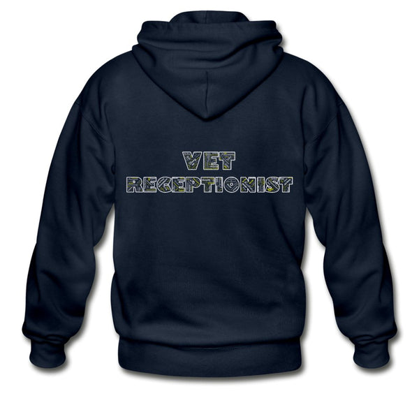 Vet Receptionist Typography Unisex Zip Hoodie-Heavy Blend Adult Zip Hoodie | Gildan G18600-I love Veterinary