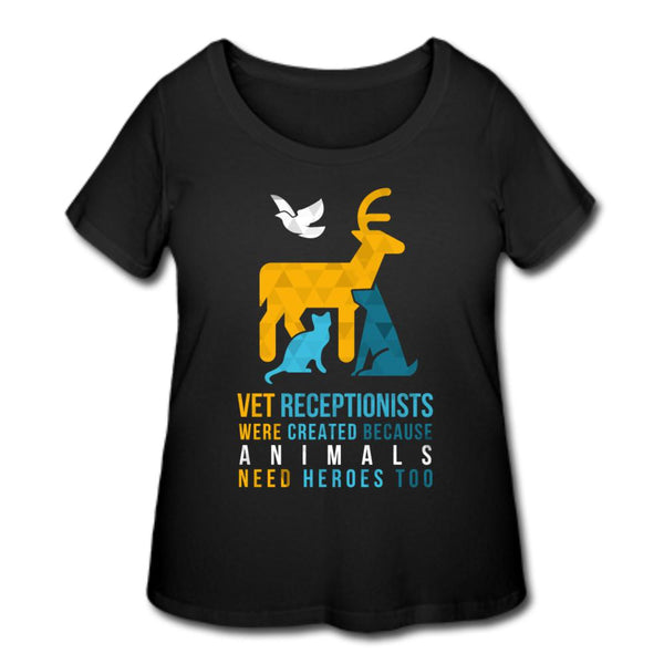 Vet receptionists were created because animals need heroes too Women's Curvy T-shirt-Women’s Curvy T-Shirt | LAT 3804-I love Veterinary