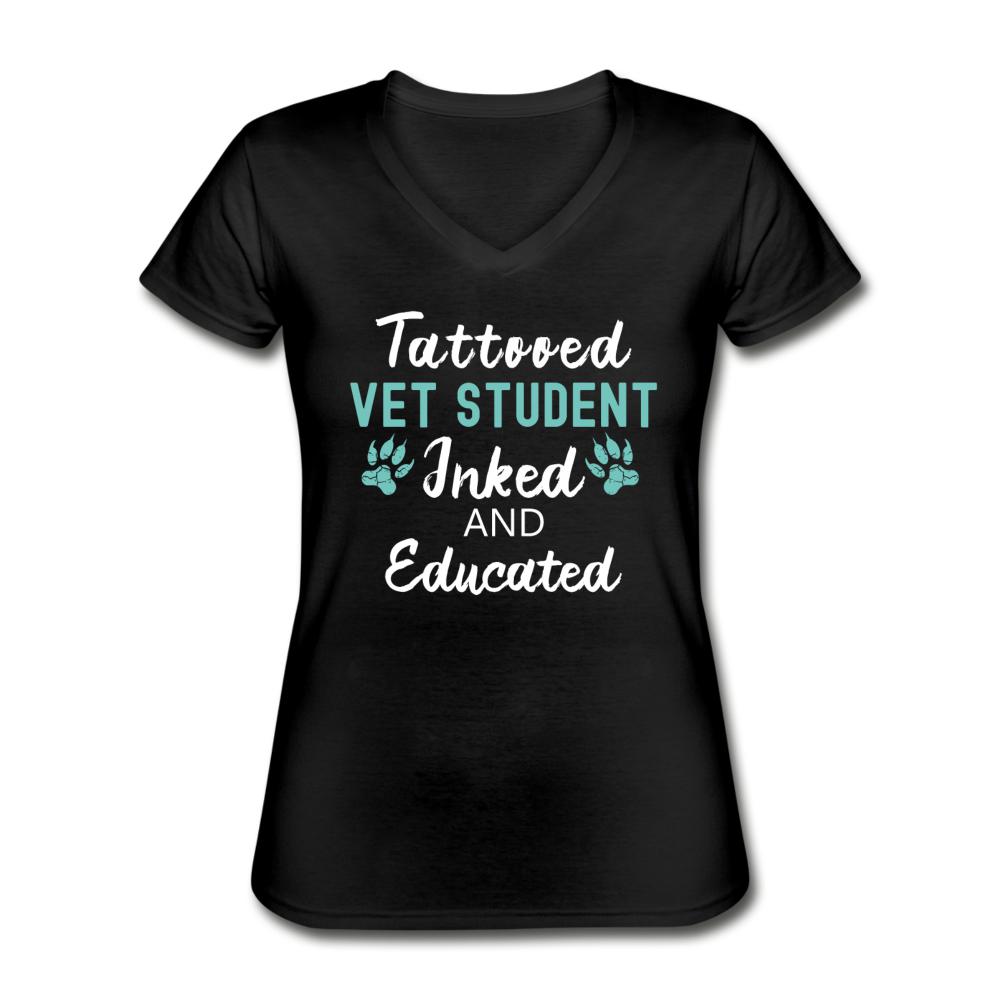 Vet Student- Inked and Educated Women's V-Neck T-Shirt-Women's V-Neck T-Shirt | Fruit of the Loom L39VR-I love Veterinary