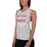Vet Tech because badass mother fucker isn't an official job title Women's Tank Top-Women's Flowy Muscle Tank | Bella + Canvas 8803-I love Veterinary