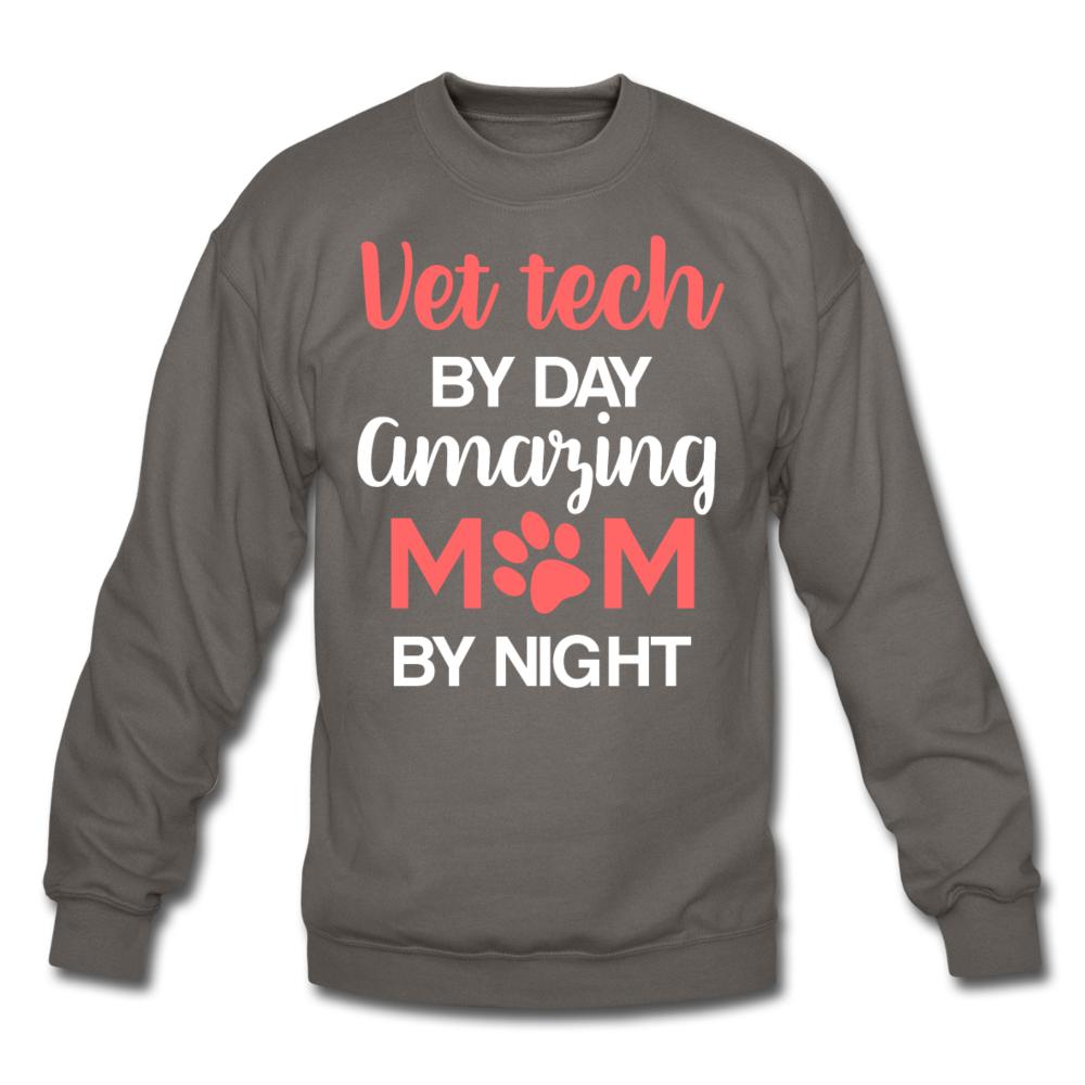 Vet Tech by day amazing Mom by night Crewneck Sweatshirt-Unisex Crewneck Sweatshirt | Gildan 18000-I love Veterinary