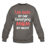 Vet Tech by day amazing Mom by night Crewneck Sweatshirt-Unisex Crewneck Sweatshirt | Gildan 18000-I love Veterinary