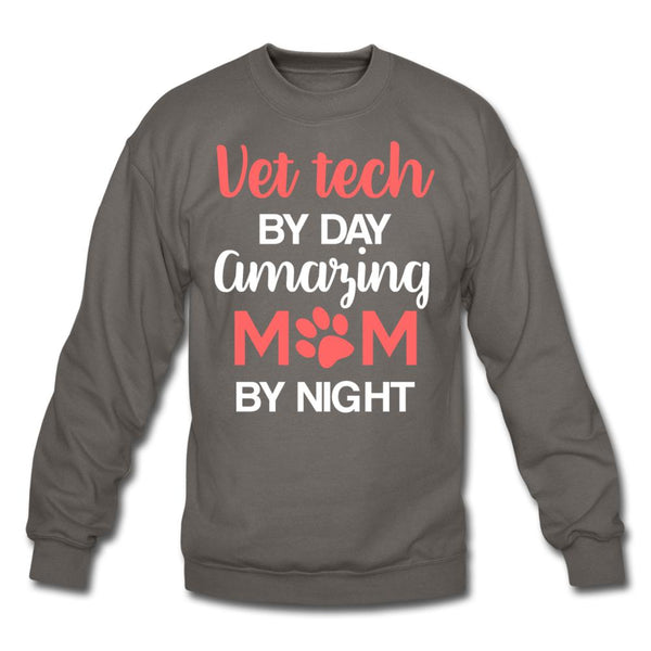 Vet Tech by day amazing Mom by night Crewneck Sweatshirt-Unisex Crewneck Sweatshirt | Gildan 18000-I love Veterinary