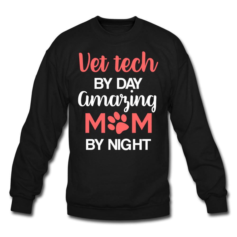 Vet Tech by day amazing Mom by night Crewneck Sweatshirt-Unisex Crewneck Sweatshirt | Gildan 18000-I love Veterinary