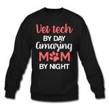 Vet Tech by day amazing Mom by night Crewneck Sweatshirt-Unisex Crewneck Sweatshirt | Gildan 18000-I love Veterinary