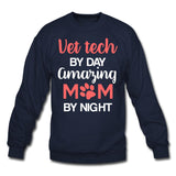 Vet Tech by day amazing Mom by night Crewneck Sweatshirt-Unisex Crewneck Sweatshirt | Gildan 18000-I love Veterinary