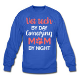 Vet Tech by day amazing Mom by night Crewneck Sweatshirt-Unisex Crewneck Sweatshirt | Gildan 18000-I love Veterinary