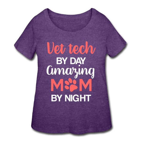Vet Tech by day amazing Mom by night Women's Curvy T-shirt-Women’s Curvy T-Shirt | LAT 3804-I love Veterinary