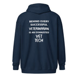Vet Tech - Exhausted Unisex Zip Hoodie-Unisex Heavy Blend Zip Hoodie | Gildan 18600-I love Veterinary