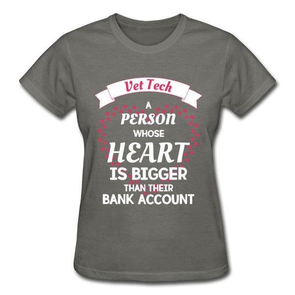 Vet Tech Heart bigger than bank account Gildan Ultra Cotton Ladies T-Shirt-Ultra Cotton Ladies T-Shirt | Gildan G200L-I love Veterinary