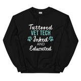 Vet Tech- Inked and Educated Crewneck Sweatshirt-Unisex Crewneck Sweatshirt | Gildan 18000-I love Veterinary