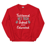 Vet Tech- Inked and Educated Crewneck Sweatshirt-Unisex Crewneck Sweatshirt | Gildan 18000-I love Veterinary