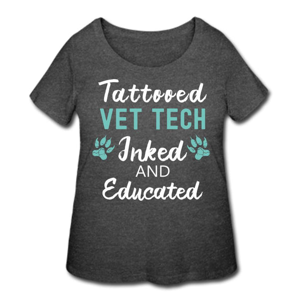 Vet Tech- Inked and Educated Women's Curvy T-shirt-Women’s Curvy T-Shirt | LAT 3804-I love Veterinary