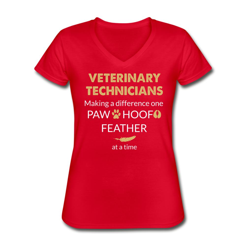 Vet Tech- Making a Difference Women's V-Neck T-Shirt-Women's V-Neck T-Shirt | Fruit of the Loom L39VR-I love Veterinary