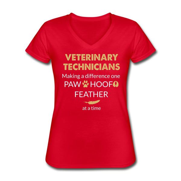 Vet Tech- Making a Difference Women's V-Neck T-Shirt-Women's V-Neck T-Shirt | Fruit of the Loom L39VR-I love Veterinary