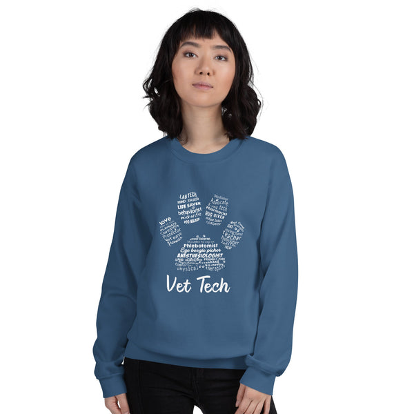 Vet Tech Paw Print Crewneck Sweatshirt-I love Veterinary