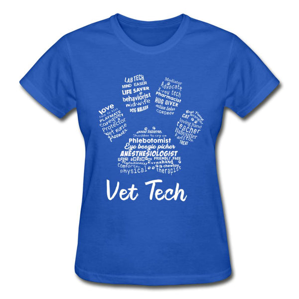 Vet Tech Paw Print Gildan Ultra Cotton Ladies T-Shirt-Gildan Ultra Cotton Ladies T-Shirt-I love Veterinary