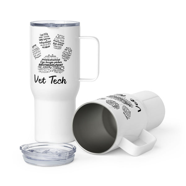 Vet Tech- Paw Print Travel mug with a handle-I love Veterinary