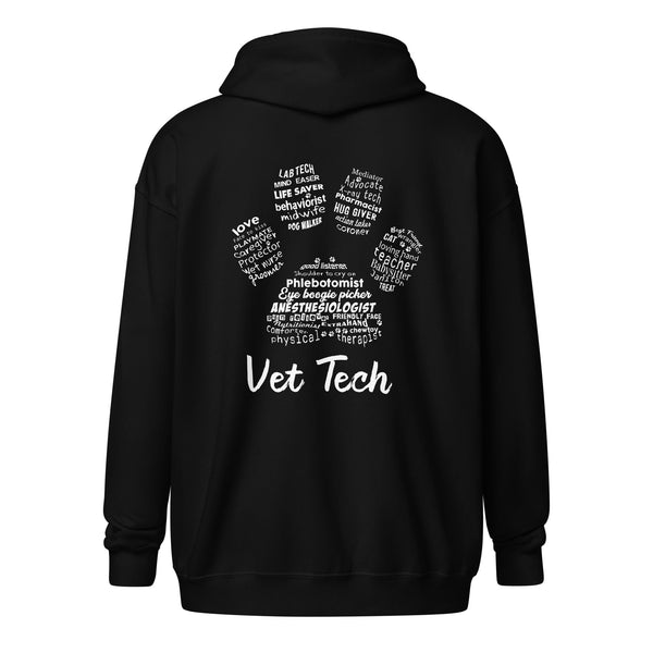 Vet Tech - Paw Print Unisex heavy blend zip hoodie-Unisex Heavy Blend Zip Hoodie | Gildan 18600-I love Veterinary