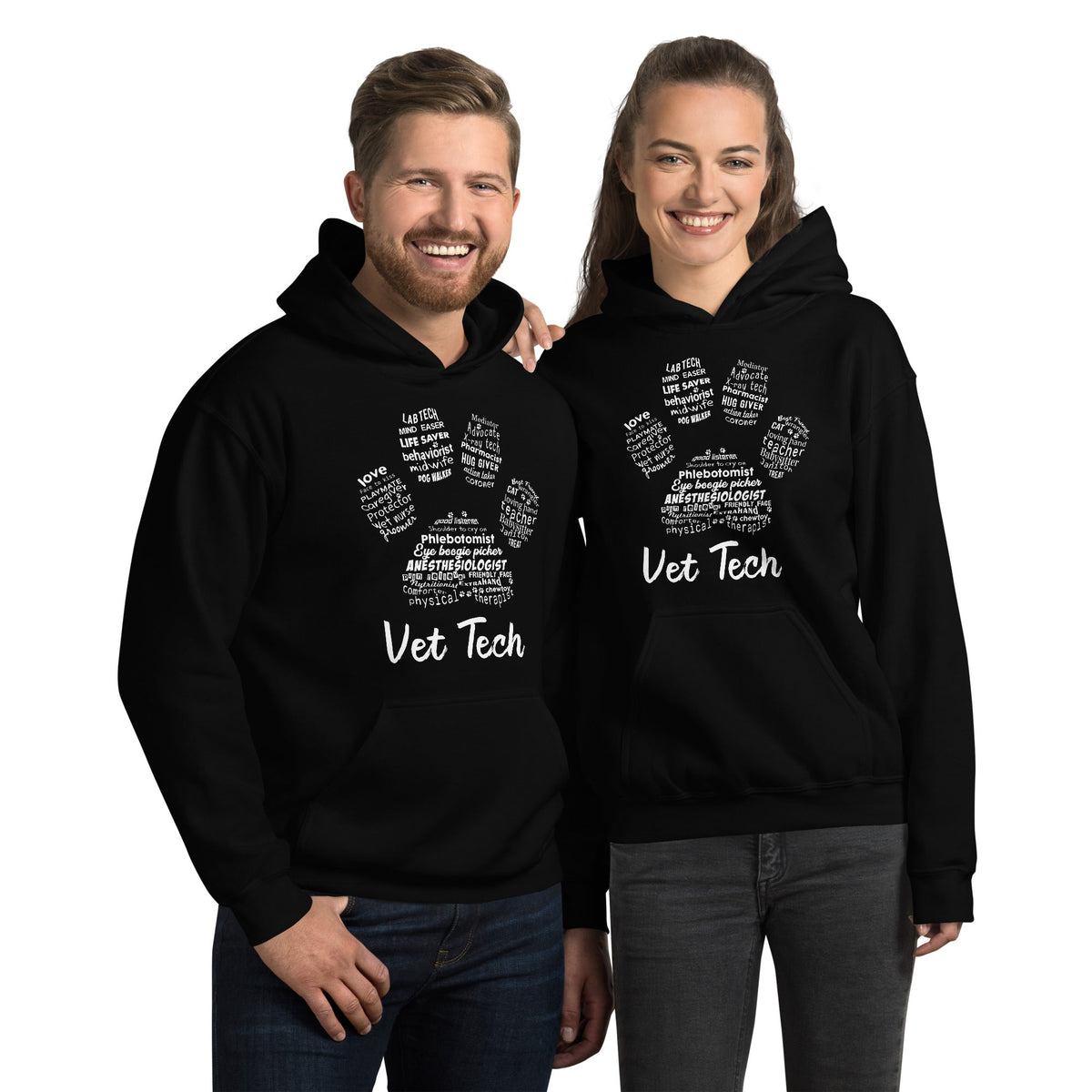 Vet Tech Paw Print Unisex Hoodie-Unisex Hoodie | Gildan 18500-I love Veterinary