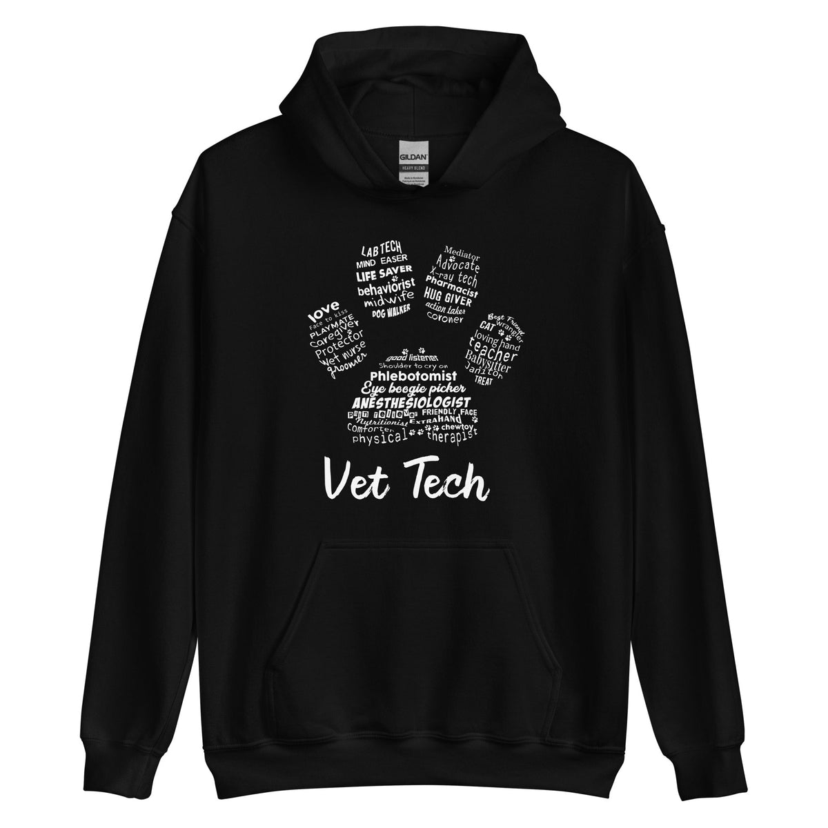 Vet Tech Paw Print Unisex Hoodie-Unisex Hoodie | Gildan 18500-I love Veterinary