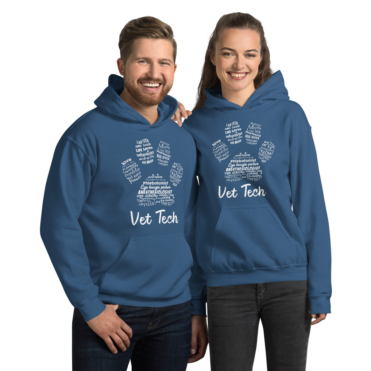 Vet Tech Paw Print Unisex Hoodie-Unisex Hoodie | Gildan 18500-I love Veterinary