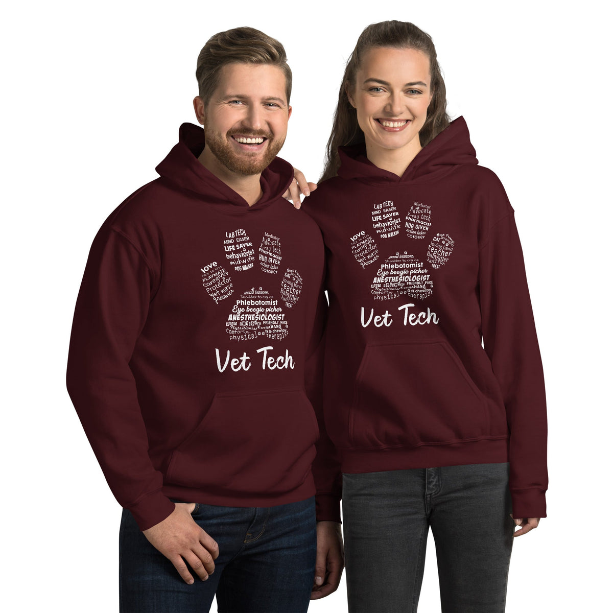 Vet Tech Paw Print Unisex Hoodie-Unisex Hoodie | Gildan 18500-I love Veterinary
