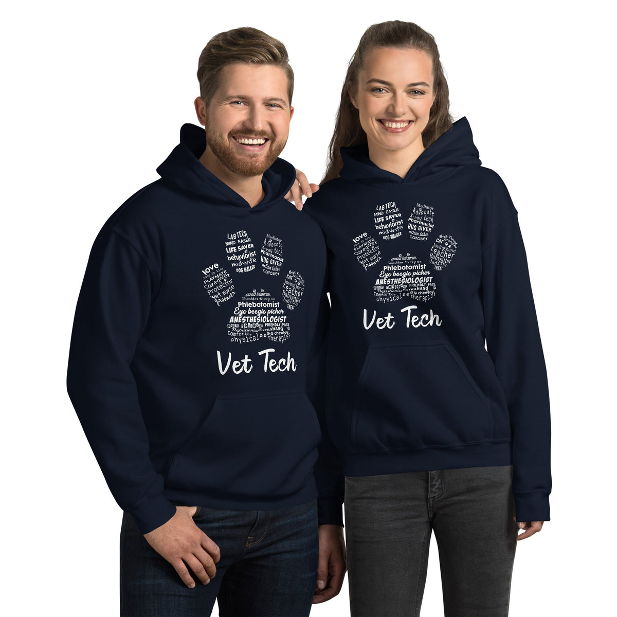 Vet Tech Paw Print Unisex Hoodie-Unisex Hoodie | Gildan 18500-I love Veterinary