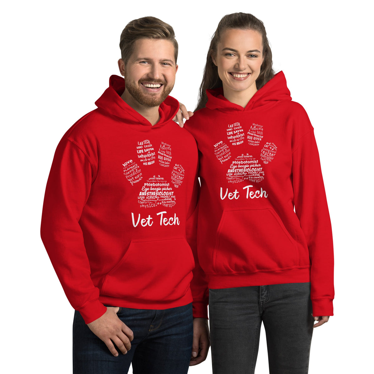Vet Tech Paw Print Unisex Hoodie-Unisex Hoodie | Gildan 18500-I love Veterinary