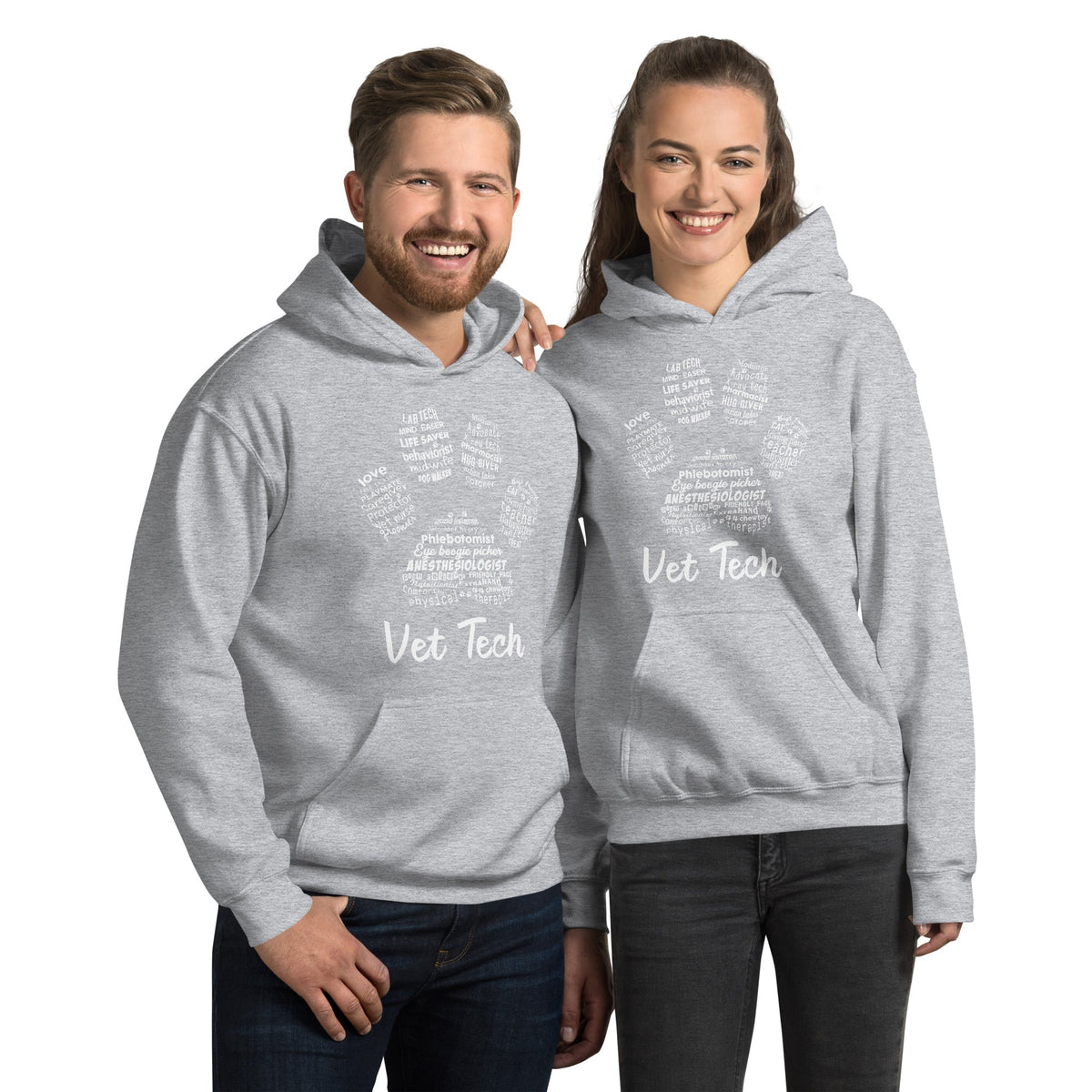 Vet Tech Paw Print Unisex Hoodie-Unisex Hoodie | Gildan 18500-I love Veterinary