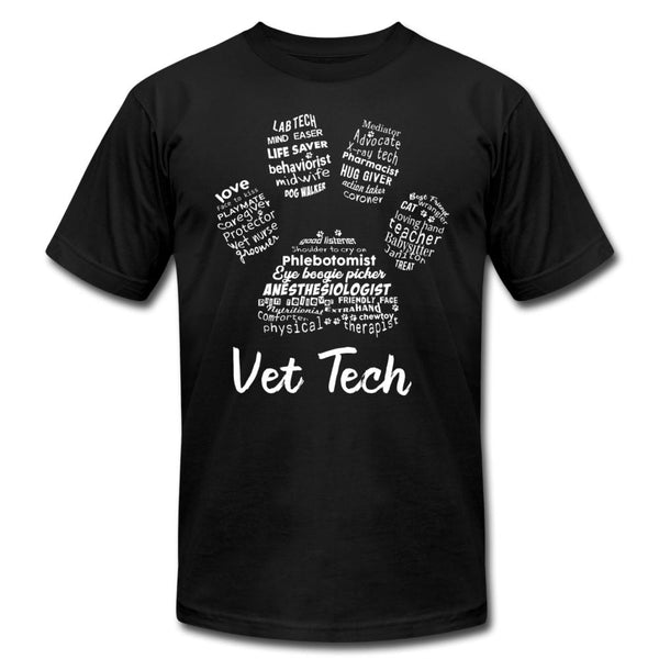 Vet Tech Paw Print Unisex Jersey T-Shirt by Bella + Canvas-Unisex Staple T-Shirt | Bella + Canvas 3001-I love Veterinary