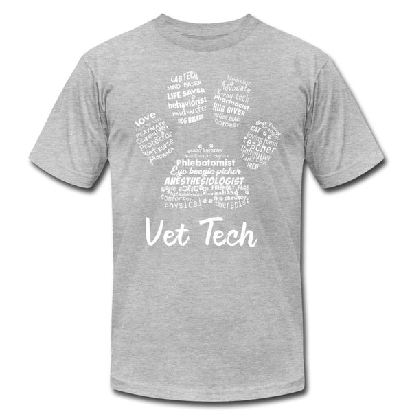 Vet Tech Paw Print Unisex Jersey T-Shirt by Bella + Canvas-Unisex Staple T-Shirt | Bella + Canvas 3001-I love Veterinary
