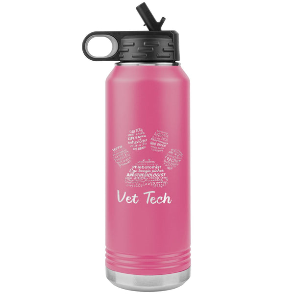 Vet Tech Paw Print Water Bottle Tumbler 32 oz-Water Bottle Tumbler-I love Veterinary