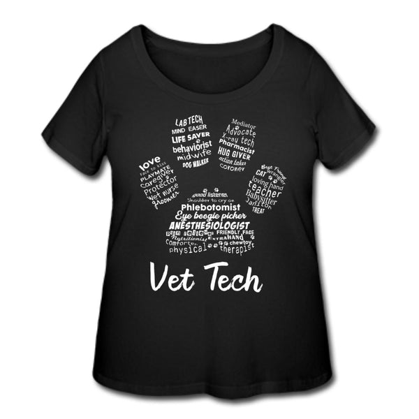 Vet Tech Paw Print Women's Curvy T-shirt-Women’s Curvy T-Shirt | LAT 3804-I love Veterinary