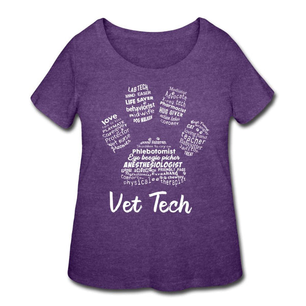 Vet Tech Paw Print Women's Curvy T-shirt-Women’s Curvy T-Shirt | LAT 3804-I love Veterinary