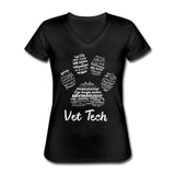 Vet Tech Paw Print Women's V-Neck T-Shirt-Women's V-Neck T-Shirt | Fruit of the Loom L39VR-I love Veterinary