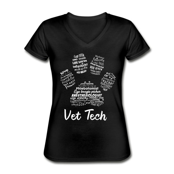 Vet Tech Paw Print Women's V-Neck T-Shirt-Women's V-Neck T-Shirt | Fruit of the Loom L39VR-I love Veterinary